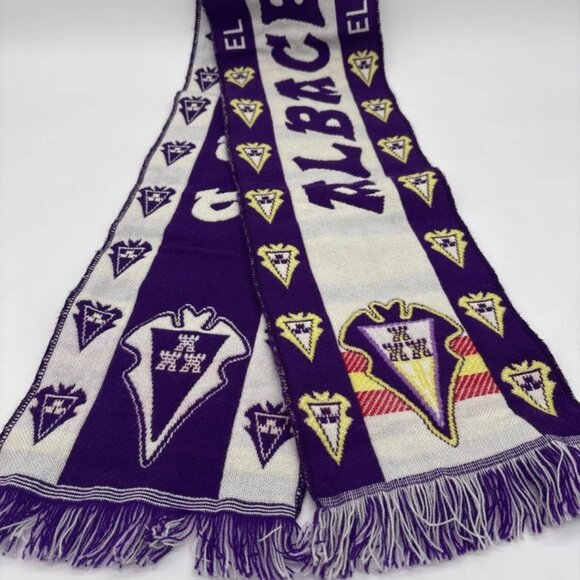 Vintage Albacete Balompié Scarf Purple & White w/ Logo OSFM Segunda Division - Picture 2 of 5